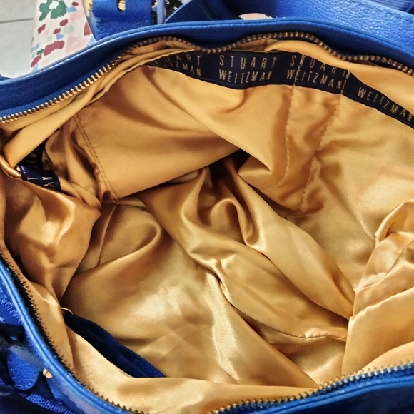 Stuart weitzman  blue leather and embroidered  hobo luxury bag - Picture 11 of 16